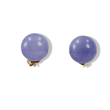 Load image into Gallery viewer, 14K Yellow Gold 10mm Round Lavender Jade Stud Earrings