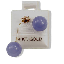Load image into Gallery viewer, 14K Yellow Gold 10mm Round Lavender Jade Stud Earrings