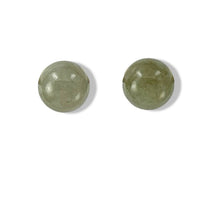 Load image into Gallery viewer, 14K Yellow Gold 12mm Nature Celadon Green Jadeite Stud Earrings