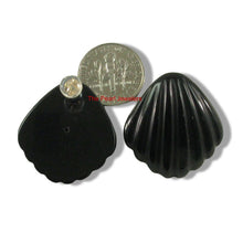 Load image into Gallery viewer, 14K Yellow Gold Cabochon Cut Shell Design Black Onyx Stud Earrings
