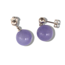 Load image into Gallery viewer, 14K White Gold Lavender Jade 10mm Bead Earrings