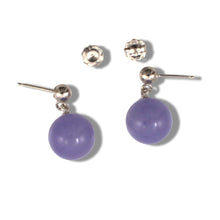 Load image into Gallery viewer, 14K White Gold Lavender Jade 10mm Bead Earrings