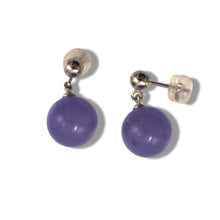 Load image into Gallery viewer, 14K White Gold Lavender Jade 10mm Bead Earrings