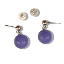 Load image into Gallery viewer, 14K White Gold Lavender Jade 10mm Bead Earrings