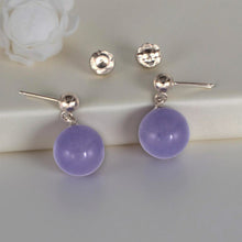 Load image into Gallery viewer, 14K White Gold Lavender Jade 10mm Bead Earrings
