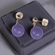 Load image into Gallery viewer, 14K White Gold Lavender Jade 10mm Bead Earrings
