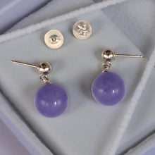 Load image into Gallery viewer, 14K White Gold Lavender Jade 10mm Bead Earrings