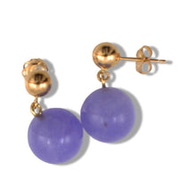 Load image into Gallery viewer, 14K Yellow Gold Lavender Jade 10mm Bead Earrings