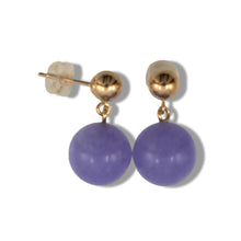Load image into Gallery viewer, 14K Yellow Gold Lavender Jade 10mm Bead Earrings