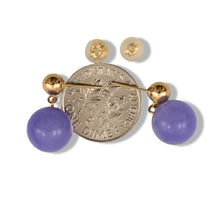 Load image into Gallery viewer, 14K Yellow Gold Lavender Jade 10mm Bead Earrings