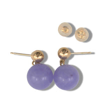 Load image into Gallery viewer, 14K Yellow Gold Lavender Jade 10mm Bead Earrings