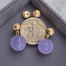 Load image into Gallery viewer, 14K Yellow Gold Lavender Jade 10mm Bead Earrings
