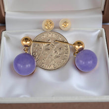 Load image into Gallery viewer, 14K Yellow Gold Lavender Jade 10mm Bead Earrings