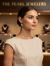 Load image into Gallery viewer, 14K Yellow Gold Celadon Green Jade 10mm Bead Earrings