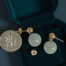 Load image into Gallery viewer, 14K Yellow Gold Celadon Green Jade 10mm Bead Earrings