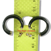 Load image into Gallery viewer, 14K Yellow Gold Twin Tubes Curved Black Onyx Stud Earrings