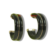 Load image into Gallery viewer, 14K Yellow Gold Twin Tubes Curved Black Onyx Stud Earrings