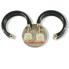 Load image into Gallery viewer, 14K Yellow Gold Twin Tubes Curved Black Onyx Stud Earrings