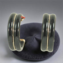 Load image into Gallery viewer, 14K Yellow Gold Twin Tubes Curved Black Onyx Stud Earrings