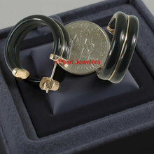 Load image into Gallery viewer, 14K Yellow Gold Twin Tubes Curved Black Onyx Stud Earrings