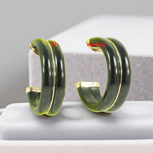 Load image into Gallery viewer, 14K Yellow Gold Twin Tubes Curved Black Onyx Stud Earrings