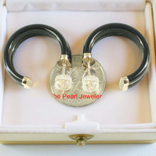 Load image into Gallery viewer, 14K Yellow Gold Twin Tubes Curved Black Onyx Stud Earrings