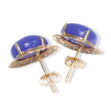 Load image into Gallery viewer, 14K Yellow Gold Chinese Pattern Oval Purple Jade Earrings