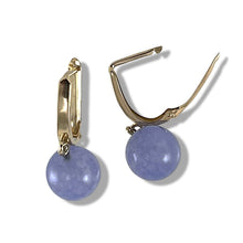 Load image into Gallery viewer, 14K Yellow Gold Euro Back Lavender Jade Dangle Earrings
