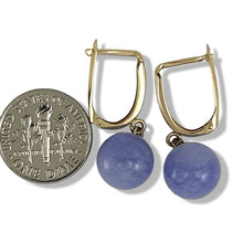 Load image into Gallery viewer, 14K Yellow Gold Euro Back Lavender Jade Dangle Earrings