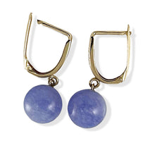 Load image into Gallery viewer, 14K Yellow Gold Euro Back Lavender Jade Dangle Earrings