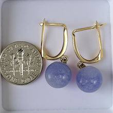 Load image into Gallery viewer, 14K Yellow Gold Euro Back Lavender Jade Dangle Earrings
