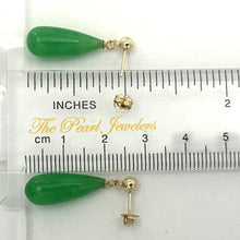 Load image into Gallery viewer, 1100663 GREEN JADE TEARDROP 14KT SOLID YELLOW GOLD EARRINGS