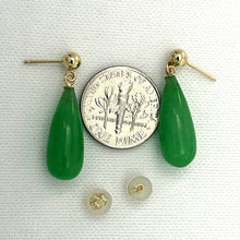 Load image into Gallery viewer, 1100663 GREEN JADE TEARDROP 14KT SOLID YELLOW GOLD EARRINGS