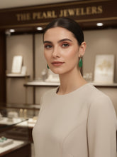 Load image into Gallery viewer, 14K Yellow Gold Green Jade Teardrop Earrings