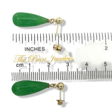 Load image into Gallery viewer, 14K Yellow Gold Green Jade Teardrop Earrings