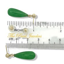 Load image into Gallery viewer, 14K Yellow Gold Green Jade Teardrop Earrings