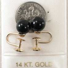 Load image into Gallery viewer, 1100721-Black-Onyx-14k-Yellow-Gold-Non-Pierced-French-Screw-Back-Earrings