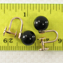 Load image into Gallery viewer, 1100721-Black-Onyx-14k-Yellow-Gold-Non-Pierced-French-Screw-Back-Earrings