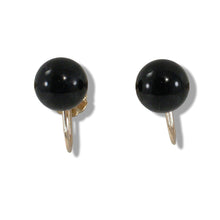 Load image into Gallery viewer, 14K Yellow Gold Non-Pierced French Screw Back Black Onyx Earrings