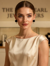 Load image into Gallery viewer, 14K Yellow Gold Non-Pierced French Screw Back Black Onyx Earrings