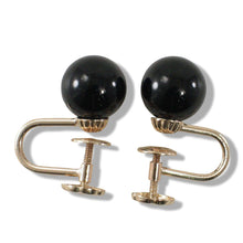 Load image into Gallery viewer, 14K Yellow Gold Non-Pierced French Screw Back Black Onyx Earrings