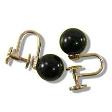 Load image into Gallery viewer, 14K Yellow Gold Non-Pierced French Screw Back Black Onyx Earrings
