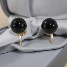 Load image into Gallery viewer, 14K Yellow Gold Non-Pierced French Screw Back Black Onyx Earrings