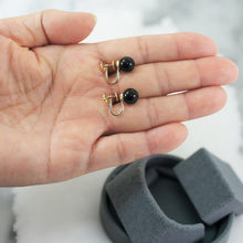 Load image into Gallery viewer, 14K Yellow Gold Non-Pierced French Screw Back Black Onyx Earrings