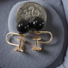 Load image into Gallery viewer, 14K Yellow Gold Non-Pierced French Screw Back Black Onyx Earrings