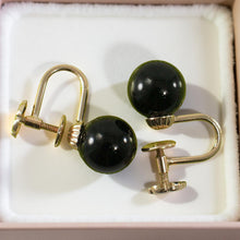 Load image into Gallery viewer, 14K Yellow Gold Non-Pierced French Screw Back Black Onyx Earrings
