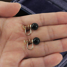 Load image into Gallery viewer, 14K Yellow Gold Non-Pierced French Screw Back Black Onyx Earrings
