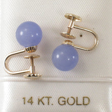 Load image into Gallery viewer, 1100722-14k-Yellow-Gold-Non-Pierced-French-Screw-Back-Lavender-Jade-Earrings