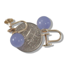 Load image into Gallery viewer, 14K Yellow Gold Non-Pierced French Screw Back Lavender Jade Earrings