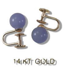 Load image into Gallery viewer, 14K Yellow Gold Non-Pierced French Screw Back Lavender Jade Earrings